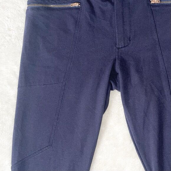 ATHLETA Womens Pants Size 4 Ponte Moto 2 Navy Zippered Pockets Full Length - Picture 10 of 13